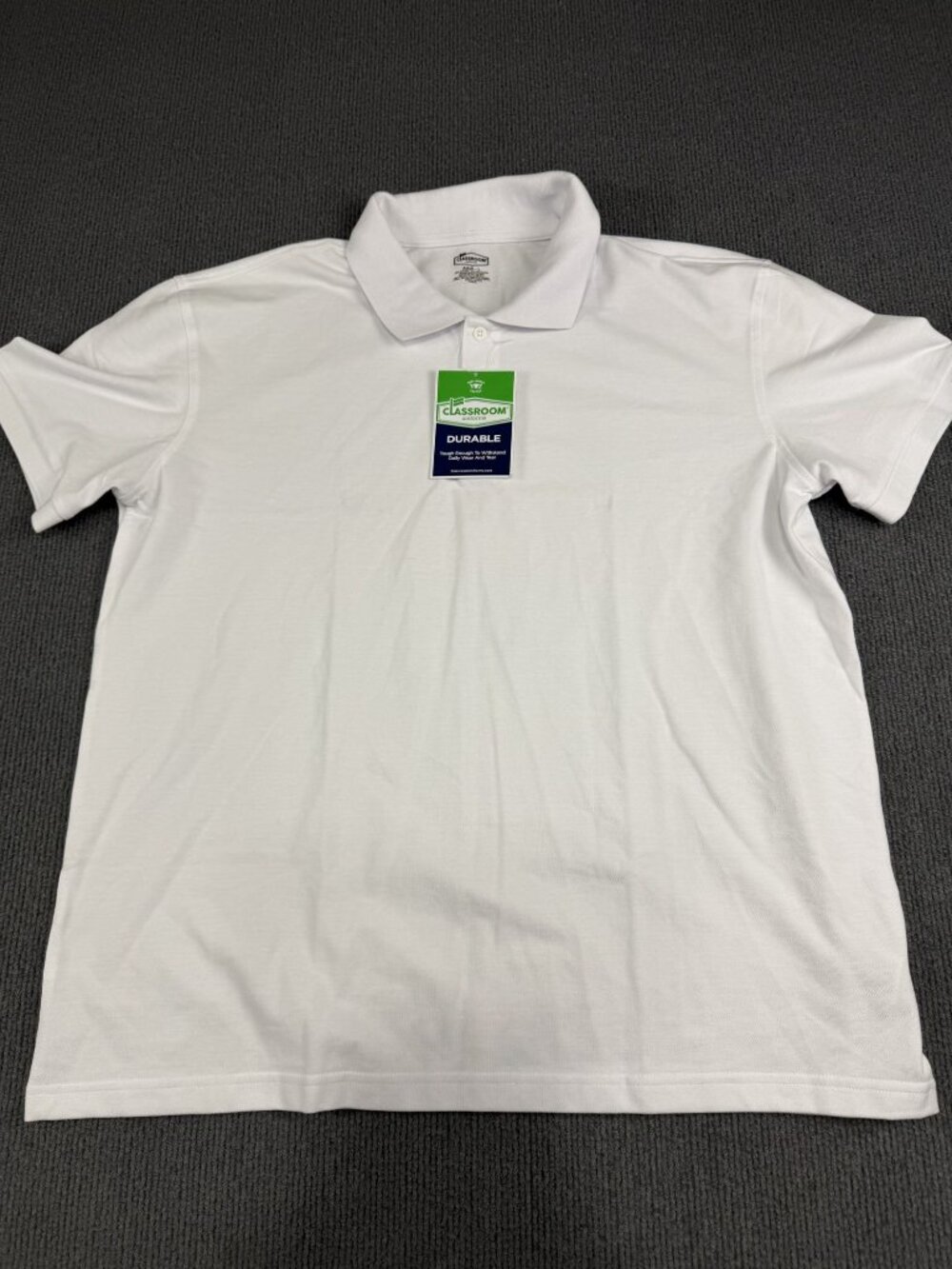 Classroom Uniforms White Polo Shirt Adult L Short Sleeve NWT